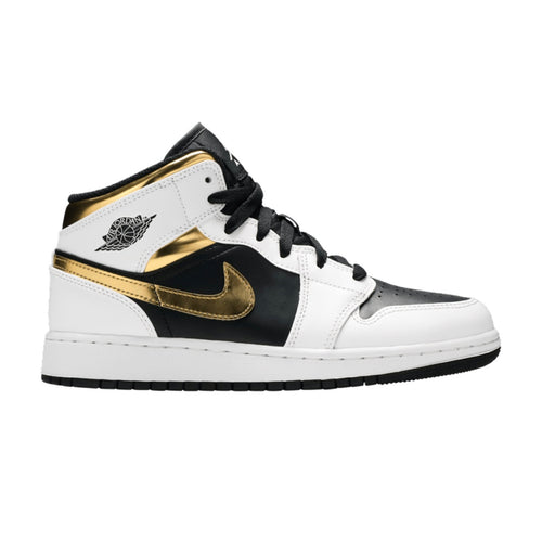 Jordan 1 Mid Metallic Gold Black White (GS)